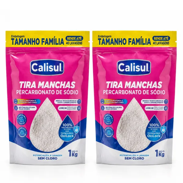 Kit 2 Percarbonato de Sódio Calisul 100% Puro Granulado Tira Manchas Roupas Brancas e Coloridas