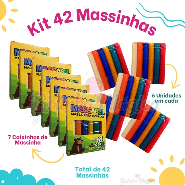Kit com 42 Massinhas de Modelar Coloridas