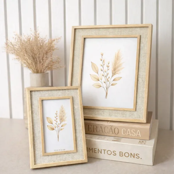 Kit 2 Porta Retratos Moderno Claro Grande + Pequeno Detalhado Decoração Para Casa