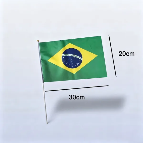 Bandeira Brasil Bandeiras de Mão 20cm X30cm- KIT 36 Poliéster Torcida Evento Escola