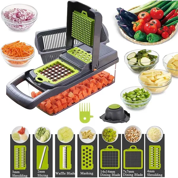 haosin Fatiador Profissional Multifuncional De Aço Inoxidável 15 Em 1 Para Vegetais/Frutas/Legumes