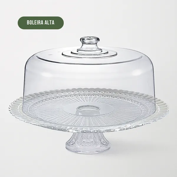 Boleira C/ Tampa Luxuosa Tortas Doces Cozinha Base Vidro Tampa Acrílico - Ruvolo Viena