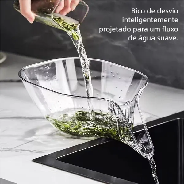 Tigela Filtrante Transparente - Separador Seco/Úmido