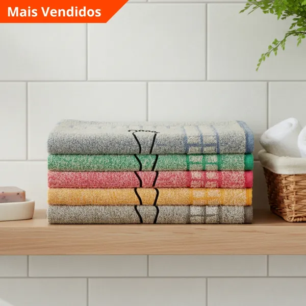 Kit 5 Toalhas de Piso Atoalhado Com Ou Sem Estampa Pézinho