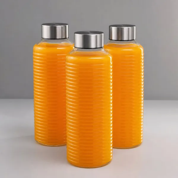 Kit 3 Garrafas de Vidro 1000ml com Tampa Inox
