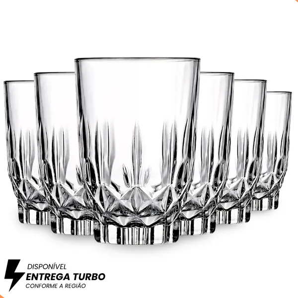 Jogo De Copos Em Vidro Kit 6 ou 12 Peças Cozinha Para Água Suco Drink refrigerante Mesa Posta