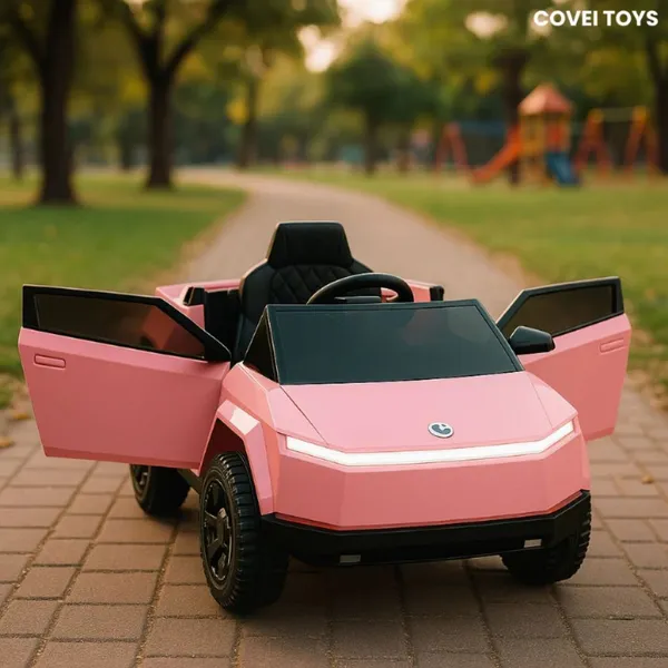 Carrinho Elétrico Infantil 12v Controle Remoto Som LED Suporta Até 30kg Cybertruck Rosa