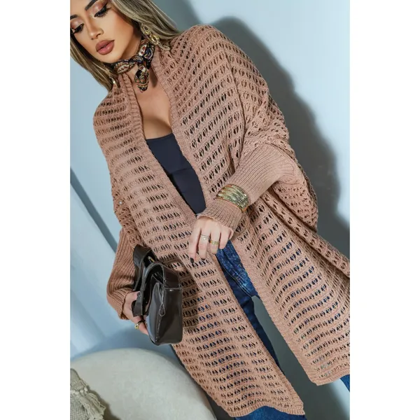 Poncho Kimono de Tricot ​Feminino Manga Longa Aberto Lançamento Elegante Moda Inverno RS Malhas