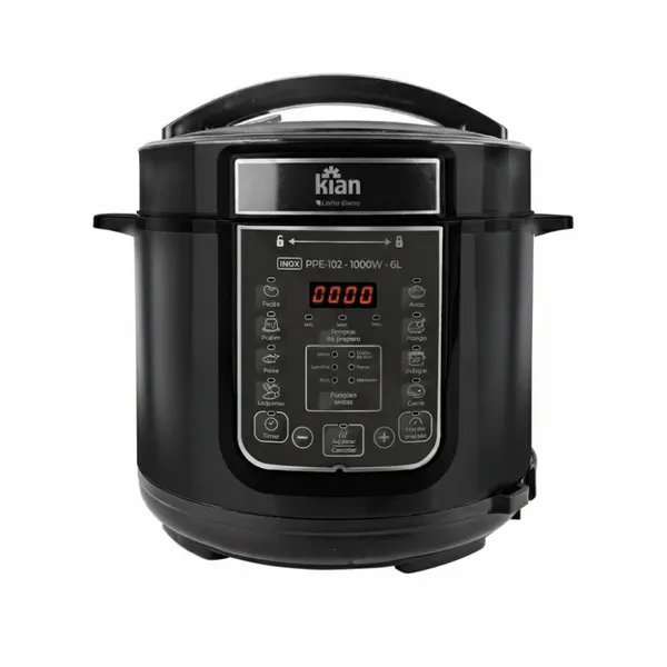 Panela de Pressão Elétrica PPE-102 – 6L Kian Timer Ajustável Controle de Temperatura Cuba Antiaderente Preto