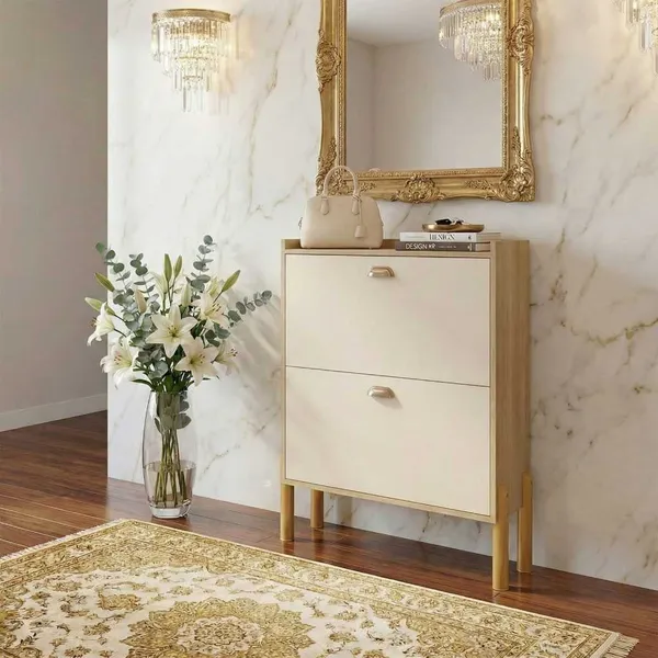 Sapateira com pés Organizador Calçados Closet ou Lolla 2 Gavetas Portas Basculante Luxo Lançamento (Opção com e sem pés)