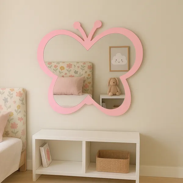Espelho borboleta decorativo infantil mini camarim MDF e acrílico