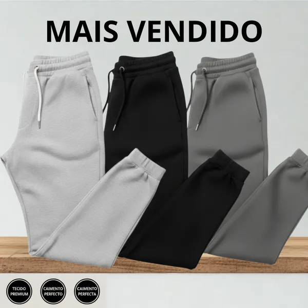 Kit Calça ​de Moletom Algodão unissex com Elástico e Punho Estilo e Conforto