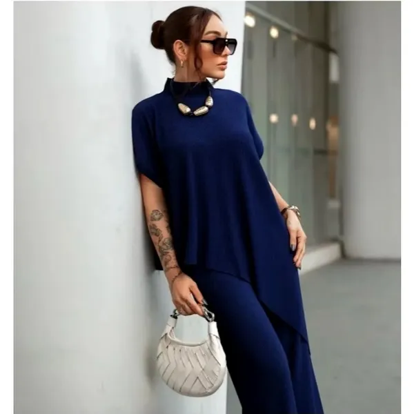 Conjunto feminino Blusa Assimétrica Conforto Elegante Ana ruga