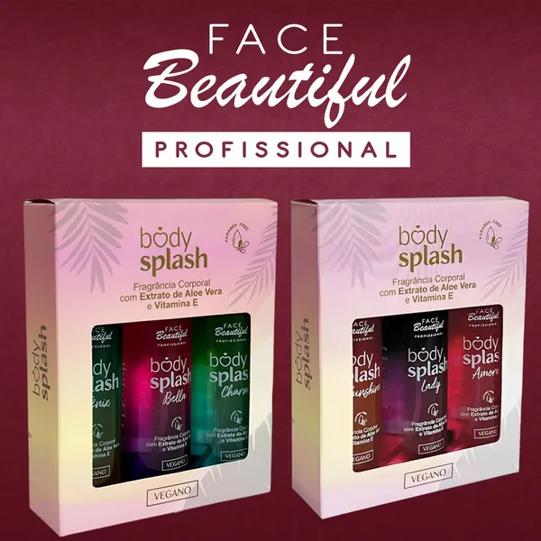 Kit 3 Body Splash Face Beautiful Dois Modelos Vegano