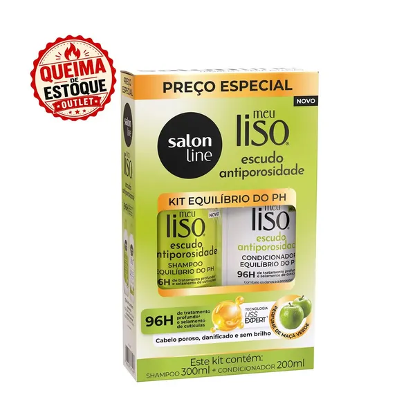 Kit ​Shampoo 300ml + Condicionador 200ml  Meu Liso Escudo Antiporosidade