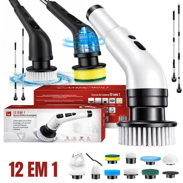 Escova Elétrica Limpeza Kit ​12 em 1 Sem Fio Giratória Portátil