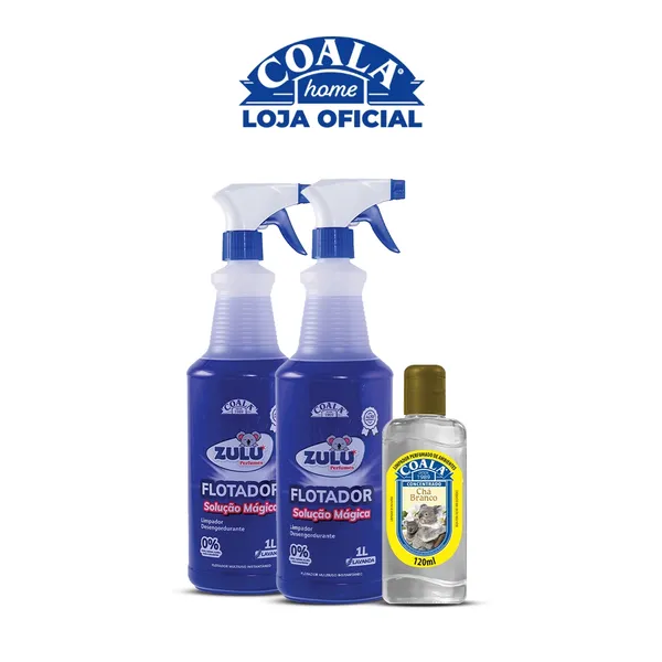 Kit 2 Flotador Desengordurante Zulu Perfumes + Coala - Lavanda - 1L + 1 Limpador Concentrado Coala - Chá Branco 120ml