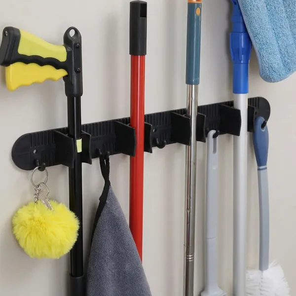Suporte Organizador Parede Vassouras Rodo Mop Porta Vassoura Área Serviço Garagem Cozinha Lavanderia Ganchos Fixação