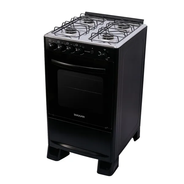 Fogão Suggar Cook Start ​Mesa Inox 4 Bocas Fgics420pt Preto Bivolt