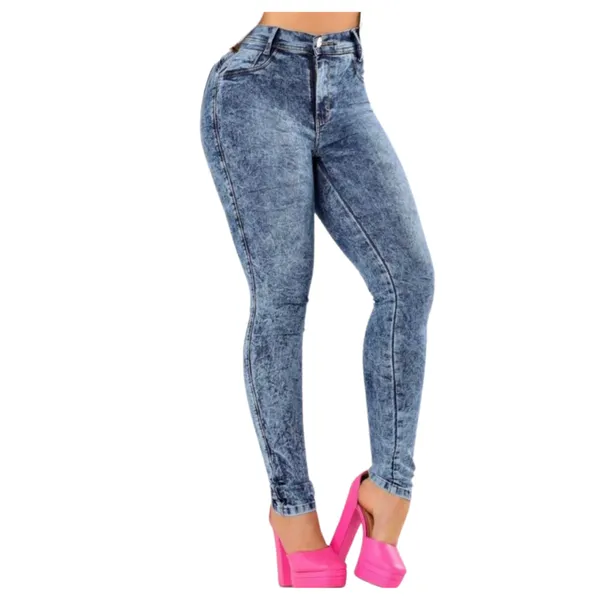 Calça Jeans Feminina Cigarrete Cintura Alta com Lycra Elastano Empina Bumbum