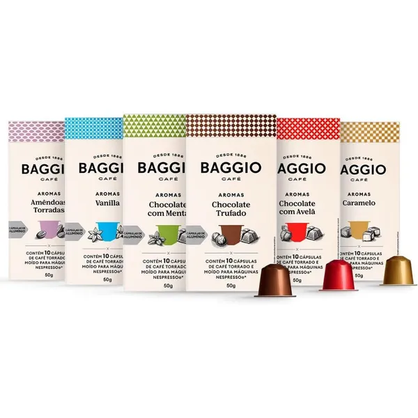 Kit de Cápsulas de Café Experience Baggio Café, compatível com Nespresso, contém 60 cápsulas