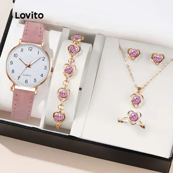 Lovito Relógio e Conjunto de Pulseira Greenchicken Watch Elegante Delicado LFASCS660