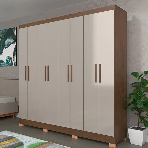 Guarda-Roupa Bartira Porto com 8 Portas e 4 Gavetas 219,2 de Largura