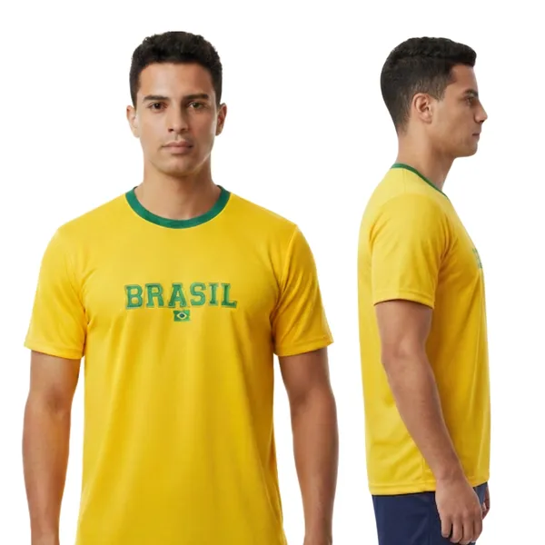Camisa Masculina Brasil Esportiva Dry Fit Confortável
