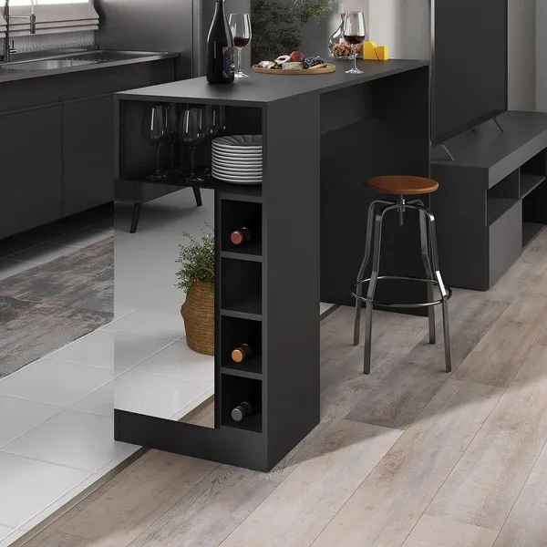 Bancada Balcão/Mesa de Cozinha com  Adega 1 Porta e Espelho Multimóveis MP2248
