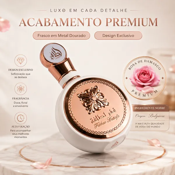 Perfume Lattafa Fakhar Rose EDP Feminino 100ml - Original, Longa Duração