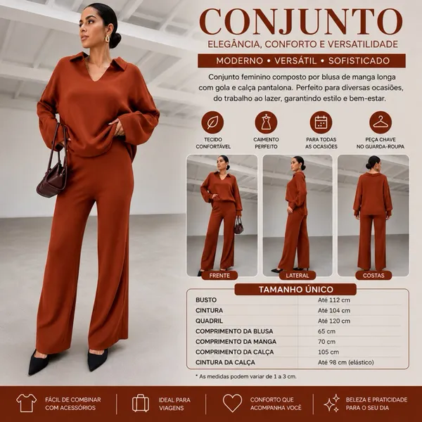 CONJUNTO TRICO MODAL PREMIUM LUXO FEMENINO ELEGANTE MODA EVANGELICA TENDENCIA 2026 INVIERNO