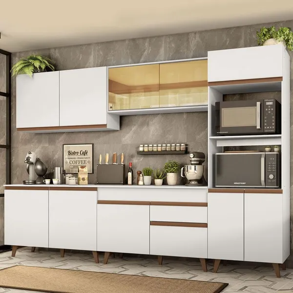 Cozinha Completa com Armário e Balcão Branco Madesa Reims 310001