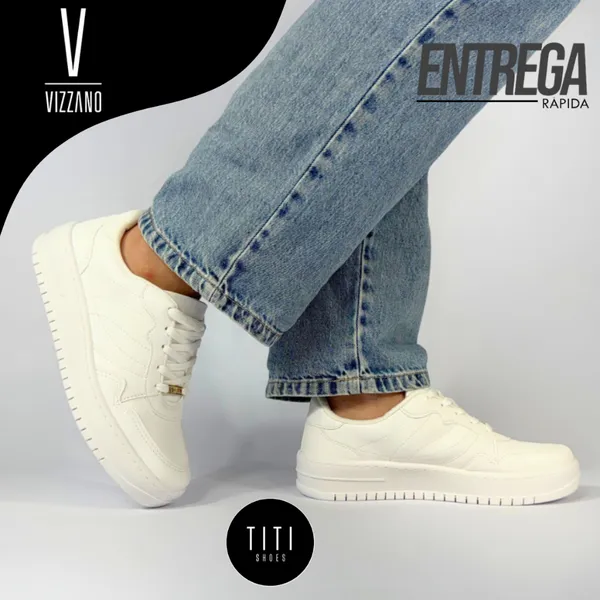 Tênis Casual Branco Feminino Sola Reta Vizzano Confortável