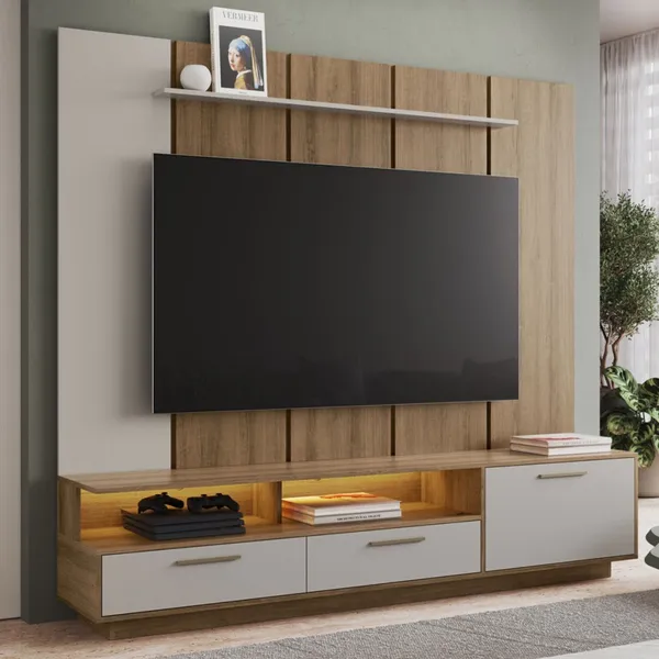 Estante para TV para TV Até 75 Polegadas Ravenna 1 Porta 2 Gavetas com Led - Art In Móveis