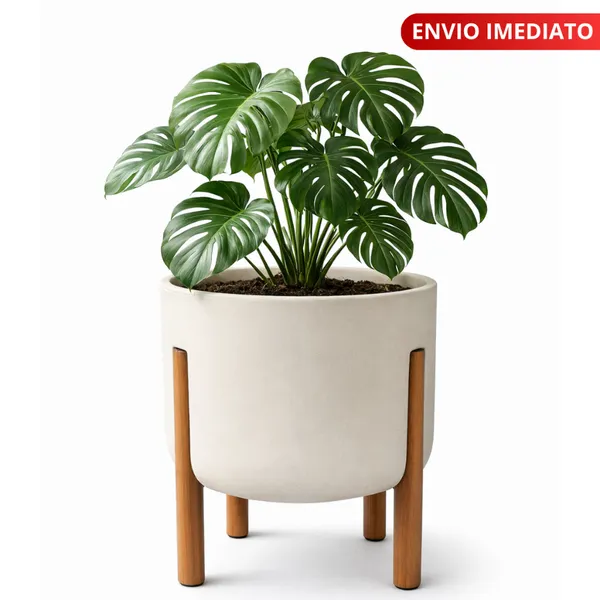 Vaso Polietileno Para Plantas com Pé de Madeira Vaso Nórdico com Suporte