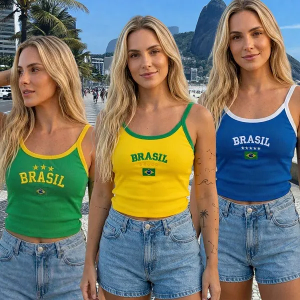 Cropped Brasil Baby Look Brasil gringa