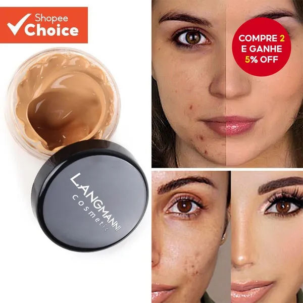 Langmanni 12ml Creme Base Corretivo Hidratante - Ilumina o Tom da Pele, Longa Duração