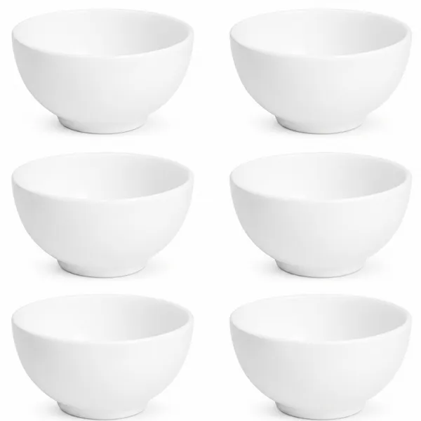 Kit de 6 Cumbucas Tigelas Porcelana Branca Para Sopas Caldos Sobremesas 440ml