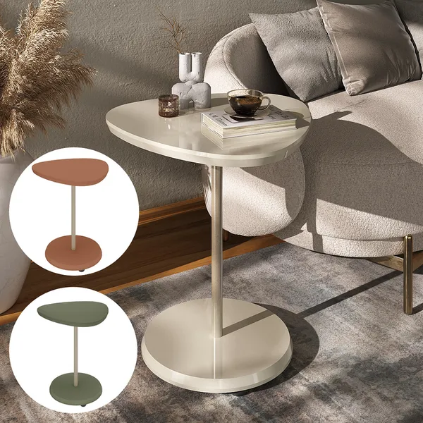 Mesa Lateral Orgânica Apoio de Canto Oval Decorativa Moderna Acabamento Perfeito Bel Artely
