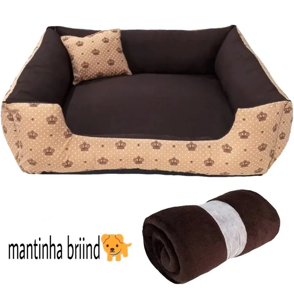 Caminha Pet pequeno e médio porte, kit 3 peças - cama + almofada + manta