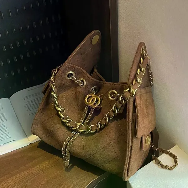 Bolsa Balde Feminina De Grande Capacidade , Crossbody De Ombro Estilo Casual , Material De Poliéster , Fecho Com Cordão