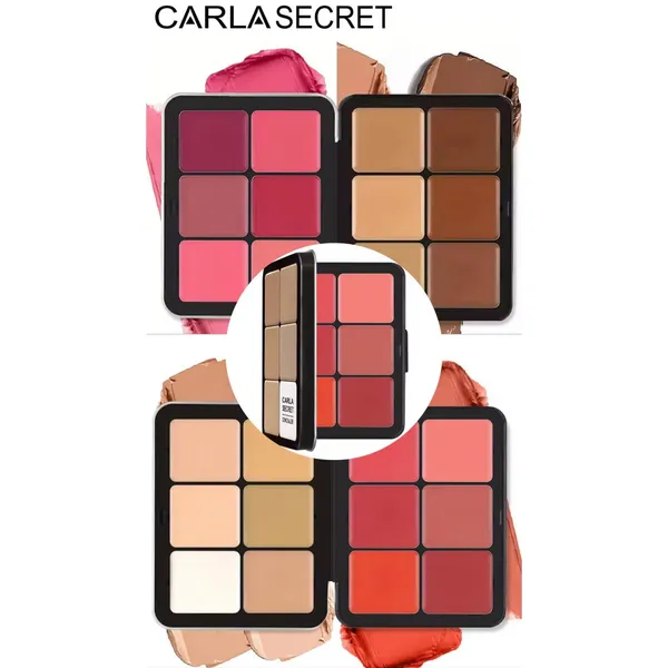 Paleta Carla Secret 12 Cores – Corretivo, Contorno e Blush Creme Importada