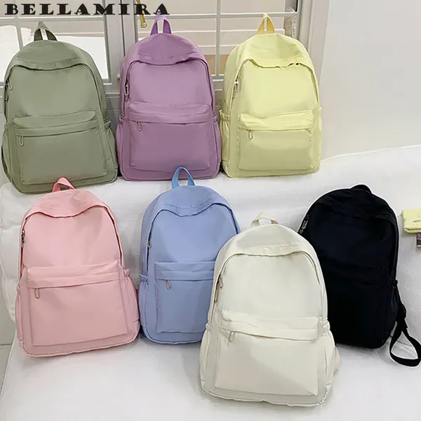 Mochila Unissex Nylon Impermeável Casual Mochila de Média Capacidade para Campus, Bolsa Escolar para Computador
