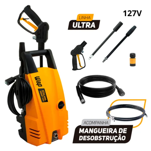 Lavadora e Desobstruidora de Alta Pressão WAP 1400W  Mangueira Desentupidora Atacama Smart Ultra 2200 127V