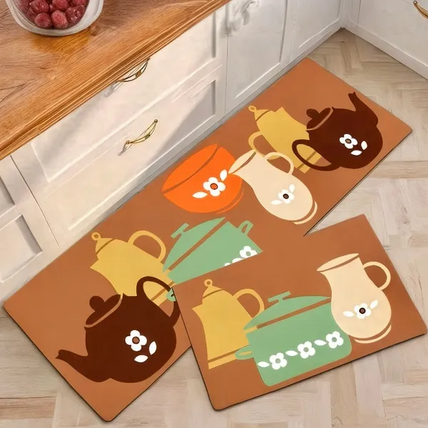 Kit Tapete Jogo Passadeira Belga Cozinha Antiderrapante Emborrachada 2 Peças