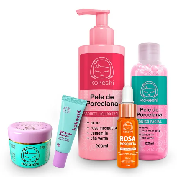 Kit Kokeshi Clássicos Pele de Porcelana Hidratação Completa