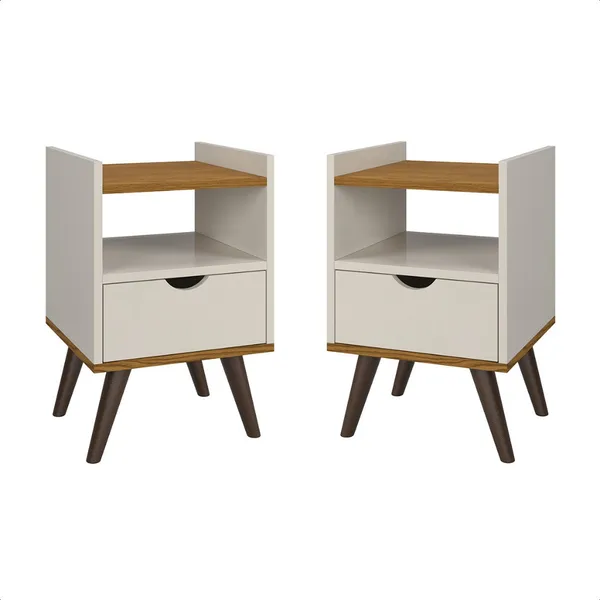 Kit 2 Mesas Cabeceira 1 Gaveta Quarto Decoração Resistente Multiuso Organizador Nicho Retro Cores