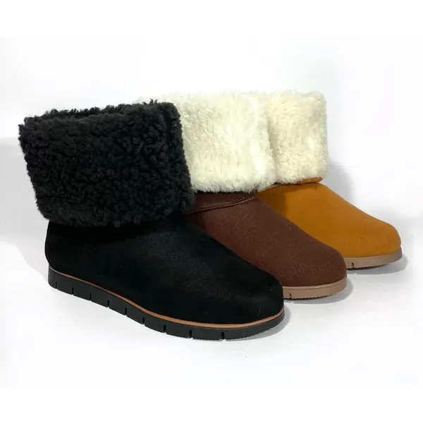 Bota Feminina de Pelo Forrada com Lã Quentinha para o Inverno