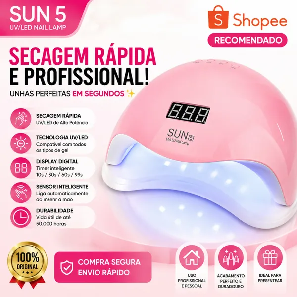 Cabine UV/LED Sun 5 48W com Secagem Automática para Unha