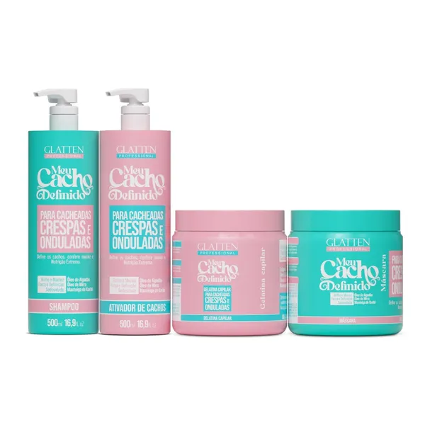 Kit de Nutrição Para Cabelos Cacheados - Meu Cacho Definido GLATTEN